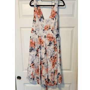 Torrid Navy/Coram Floral Chiffon Midi Dress